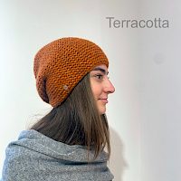 Strickmütze Damen Mütze Turban terracotta -  Bild-11