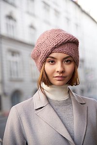 Strickmütze Damen Mütze Turban rosa -  Bild-2