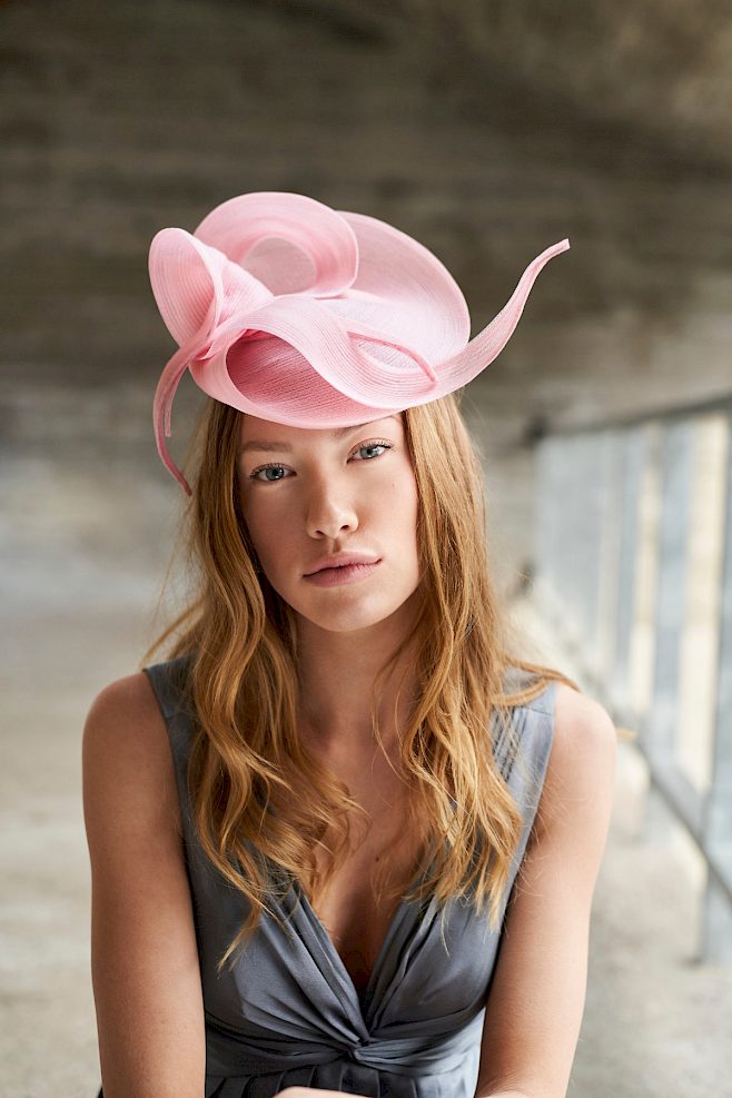 Fascinator hat pink wedding guest races ascot